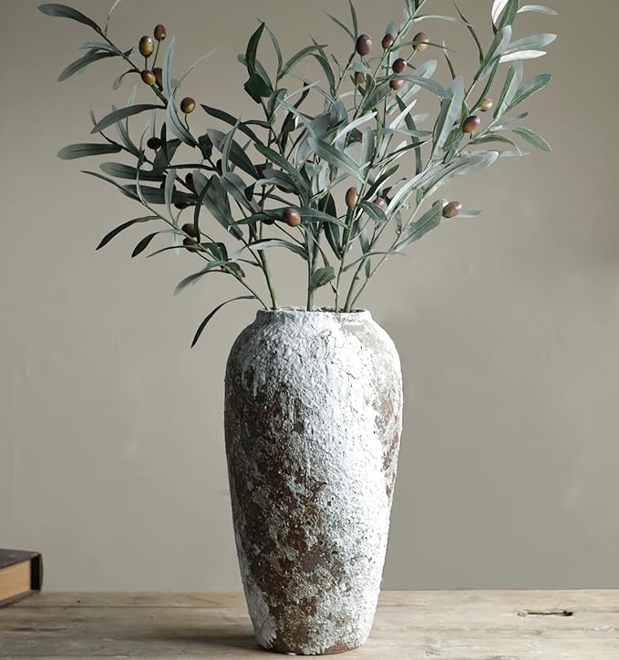 Rustic Ceramic Flower Large Vase, Vintage Floor Tall Vase Farmhouse Decor for Living Room Entryway Table Centerpieces, Kitchen, Wedding, Gifts