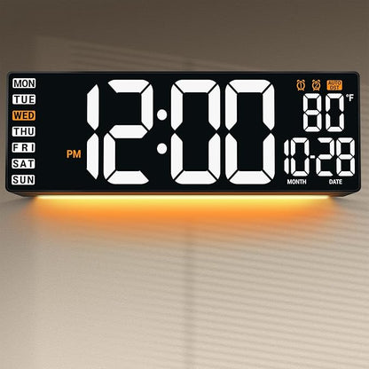 16.5" Large Digital Wall Clock: Wall Mount Decor Clock Large Display for Classroom Dorm Office Game Living Room, House Warming Gifts New Home, Christmas Birthday Gift for Mom Dad Seniors Teen White