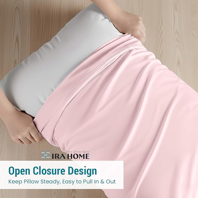 100% Egyptian Cotton Cushion Covers 28x28 Inch, 800 Thread Count - Decorative Pillow Covers for Sofa, Bed & Office - Soft, Durable, Breathable Luxury Throw Pillowcases - Pack of 2, Pink
