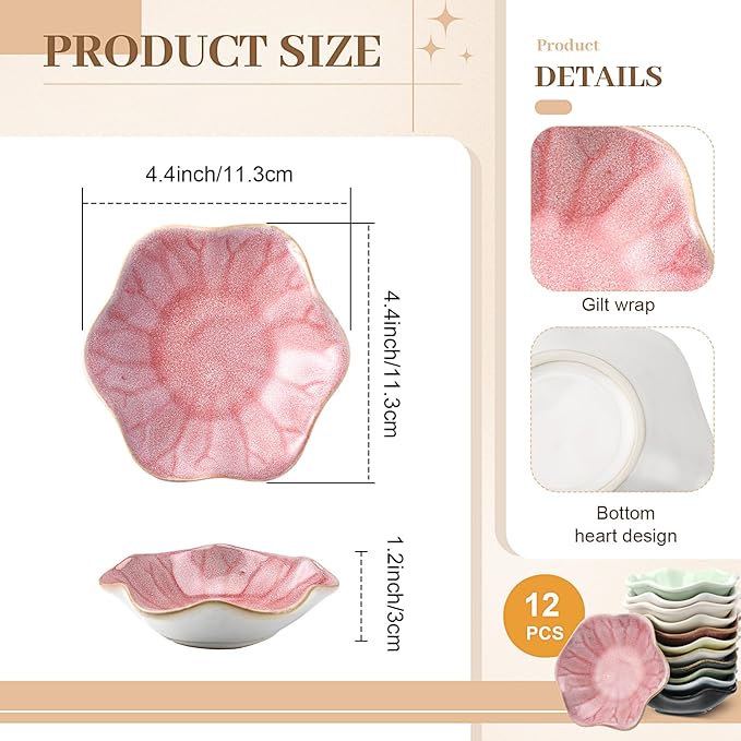 Shappy 12 Pcs Ceramic Ring Dish Bulk 4.5 in Small Jewelry Tray Porcelain Trinket Dish for Women Wedding Birthday Gifts (Multicolor)