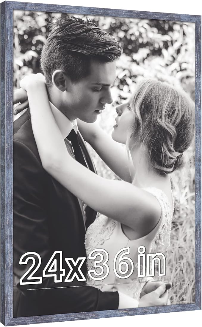 24x36 Poster Frame Rustic Blue, Retro 36 x 24in Picture Frame, Extra Large 24 by 36in Gallery Family Concert Portrait Photo Movie Poster Frame Anniversary/Birthday/Wedding/Thank you/Christmas Gift