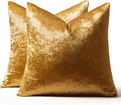 MIULEE Dark Gold Pillow Covers 18x18 Inch Decorative Velvet Soft Solid Throw Pillow Covers Modern Home Decor for Couch Sofa Bedroom Living Room