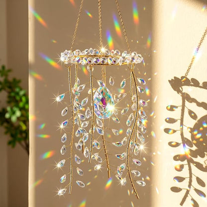 Suncalla 3 Pcs Crystal Suncatchers for Window Hanging Wind Chime Sun Catchers with Crystals Making Rainbow Indoor Outdoor Garden Decor