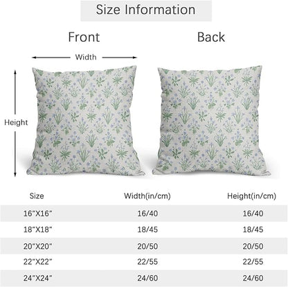 Sage Green Blue Block Print Pillow Covers 24x24 Set of 2 Decorations Vintage Floral Throw Pillow Covers Decor Cozy Soft Rustic Pillowcases Farmhouse Flower Printed for Sofa Bed Home Decorative