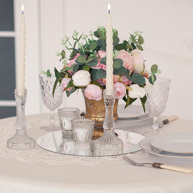 Round Acrylic Mirrors for Centerpieces 10 PCS Circle Mirror Candle Trays 10Inch 1.6mm Round Mirror Trays for Wall Decor,Table Centerpieces,Wedding Party Decorations(Acrylic Material)