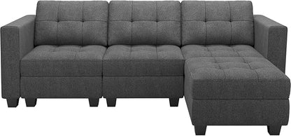 Belffin Modular Sectional Sofa L Shaped Sofa Couch with Storage Seats Convertible Sectional Couch Modular Sofa with Reversible Chaise Fabric Dark Grey