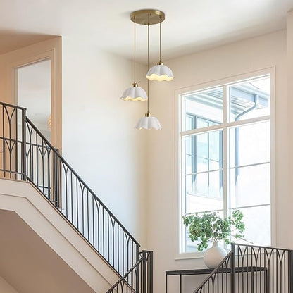 3-Light Pendant Light Modern Industrial Farmhouse Kitchen Island Light Brushed Brass Adjustable Hanging LampFixture White Ceramic Lights Fixture Nordic Glass Hanging Lamp MPL11-3R GD