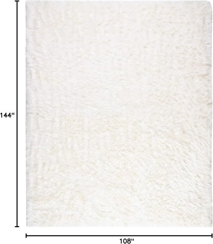 SAFAVIEH Faux Sheep Skin Collection 9' x 12' Ivory FSS235A Silken Glam 2.35-inch Thick Area Rug