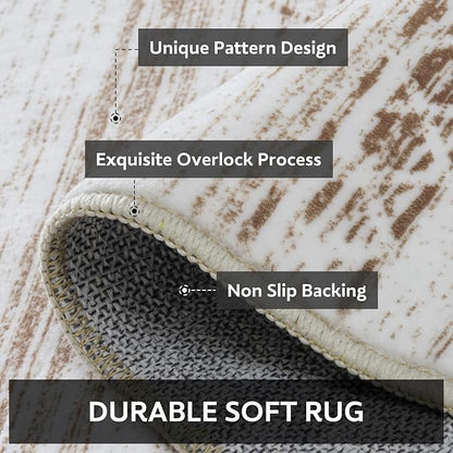 5x7 Large Area Rugs for Living Room Machine Washable Rug Distressed Indoor Carpet Neutral Moroccan Boho Rug Ultra Soft Area Rug for Bedroom Dining Room Playroom Office, Light Brown