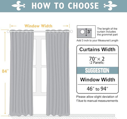 ChrisDowa Blackout Curtains 70 inches Wide for Bedroom - 2 Panels Set Extra Wide Grommet Thermal Insulated Room Darkening Curtains for Living Room (Navy Blue, 70 x 84 Inch)