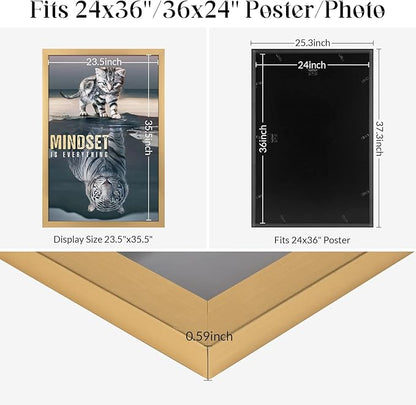 Gold 24x36 Poster Frame, Ornate 36 x 24in Picture Frame, Extra Large 24 by 36inch Gallery Family Concert Portrait Photo Movie Poster Frame Anniversary/Birthday/Wedding/Thank you/Christmas Gift