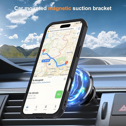 Compatible with iPhone 17 Pro Max Case with Invisible Magnetic O-Ring Stand Military-Grade Translucent Case for iPhone 17 ProMax 6.9" [Compatible with Mag-Safe][Great Grip Feeling], Black