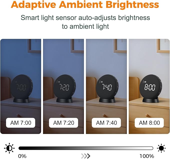 Gianna Vibrating Alarm Clock for Heavy Sleepers - 110dB Loud Alarm Clock, 3 Wake Modes, Auto-Dimming, Rechargeable Battery Operated Bed Shaker for Bedroom and Travel