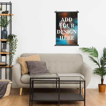 QXYIYBU Custom Hanging Poster Personalized Design Your Own Photo Logo Text Wall Art Adjustable Wooden Frame Canvas Poster Prints Decor for Living Room Bedroom 16 x 24 in