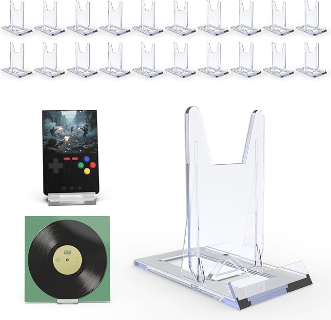 Acrylic Book Stands for Display,20 Pack Adjustable Book Display Stand Small Easels for Display Magazine Comic Book CD Display DVD Postcard Holder