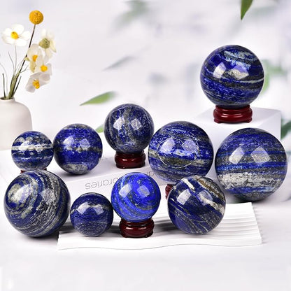 JIC Gem Extra Large Lapis Lazuli Quartz Crystal Sphere,Decorative Crystal Ball Blues Gemstone Sphere for Meditation,Office Table Decorations 100-110mm
