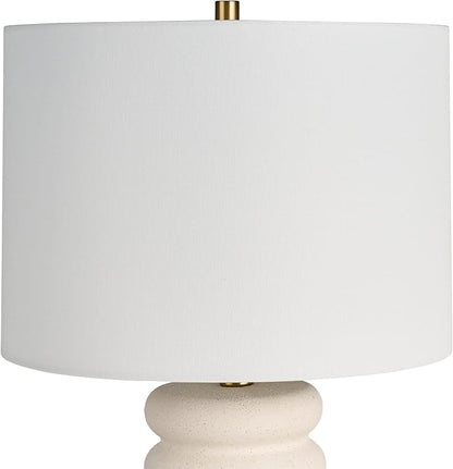 Nourison 28" White Textured Ceramic Ripple Table Lamp for Modern Living Room, Dining Room, Bedroom, Bedside, Reading