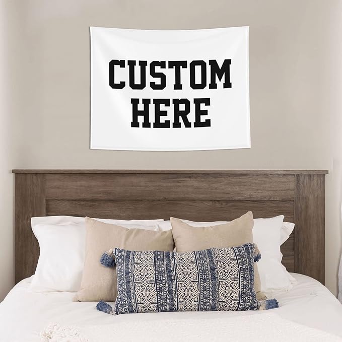 Custom Wall Tapestry Personalized Image Text Custom Tapestry Wedding Funny Backdrop 37''W X 29''L Tapestries, White,Dormitory