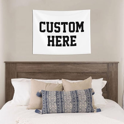 Custom Wall Tapestry Personalized Image Text Custom Tapestry Wedding Funny Backdrop 37''W X 29''L Tapestries, White,Dormitory