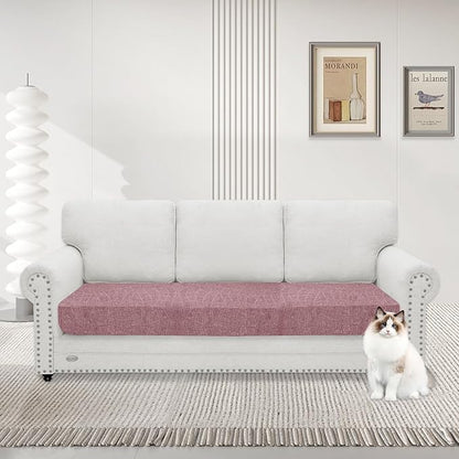 MAXIJIN Waterproof Couch Cushion Covers Stretch Sofa Seat Slipcovers Washable，Sectional Outdoor Cushion Covers with Elastic Bottom for Dogs Pets Kids (1 Pc Sofa Cushion Cover, Dusty Pink)