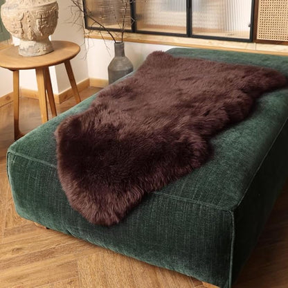 Premium Genuine Fur Sheepskin Rug Real Australia Sheepskin Natural Luxury Fluffy Lambskin Fur Area Rug Seat Covers for Kids Bedroom Sofa Chair Cover (Mocha, 2ft x 3ft)