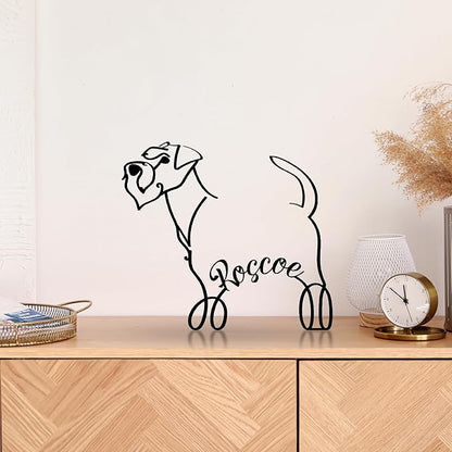 Schnauzer Dog Metal Desk, Custom Schnauzer Dog Minimalist Metal Table Sign Decor With Name, Pet Lover Sculpture Statue