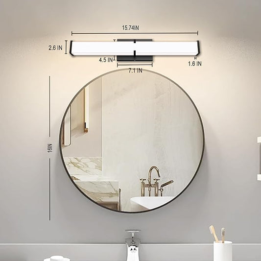 15.74Inch 2000LM Bathroom Light Fixtures 5CCT Optional, Black Modern LED Vanity Lights Clear Shade, Dimmable Bathroom Lighting Fixtures Over Mirror - ETL Listed