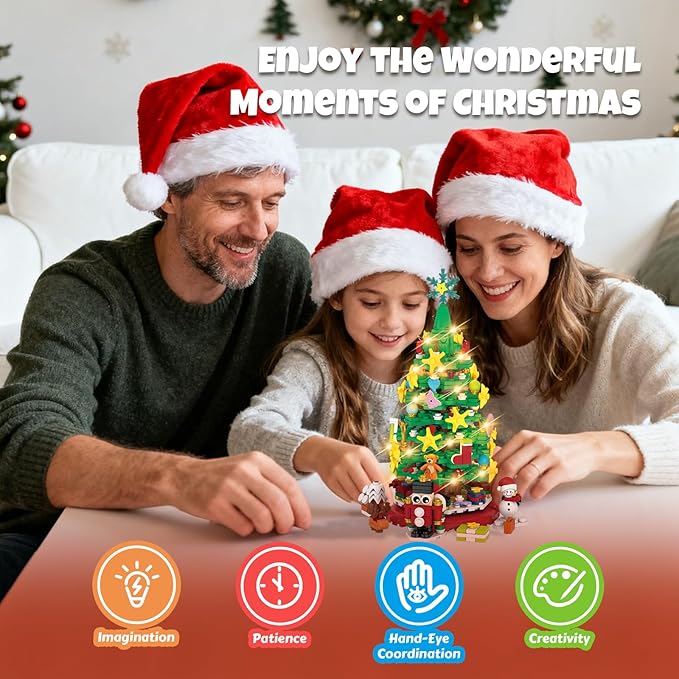 Advent Calendar 2025 Christmas Building Blocks Kit - Christmas Paradise Building Set with LED Light,24 Days Countdown Toys Building Set for Teen Boys Girls Gifts