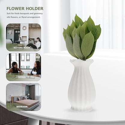 Garneck Ceramic Flower Vase Matte White Decorative Flower Holder Artistic Vase for Home Office Desktop Indoor Floral Arrangement