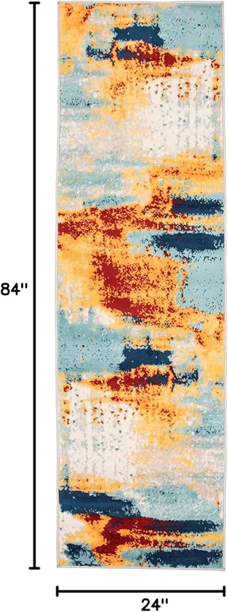 Rugshop Sky Collection Abstract Runner Rug, Non-Shedding Carpet for Hallway or Entryway, 2' x 7'