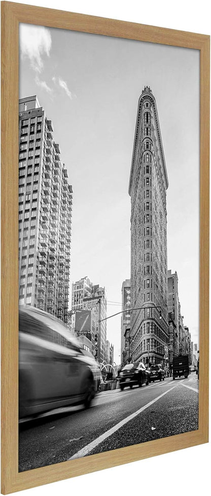 Americanflat 24x36 Poster Frame with Polished Plexiglass - Wide Picture Frames Made of Engineered Wood for Vertical or Horizontal Wall Display - Epic Collection - Pine