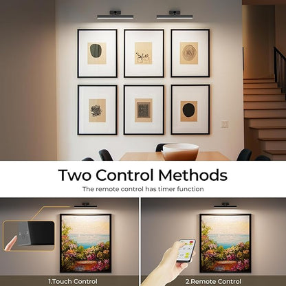 Picture Lights Wall Light 16in CCT Gallery Light | Battery Operated, Timer, Remote Control, Adjustable Brightness, Long Lasting, for Wall, for Paintings, for Living Room, Art, Dartboard, Decor