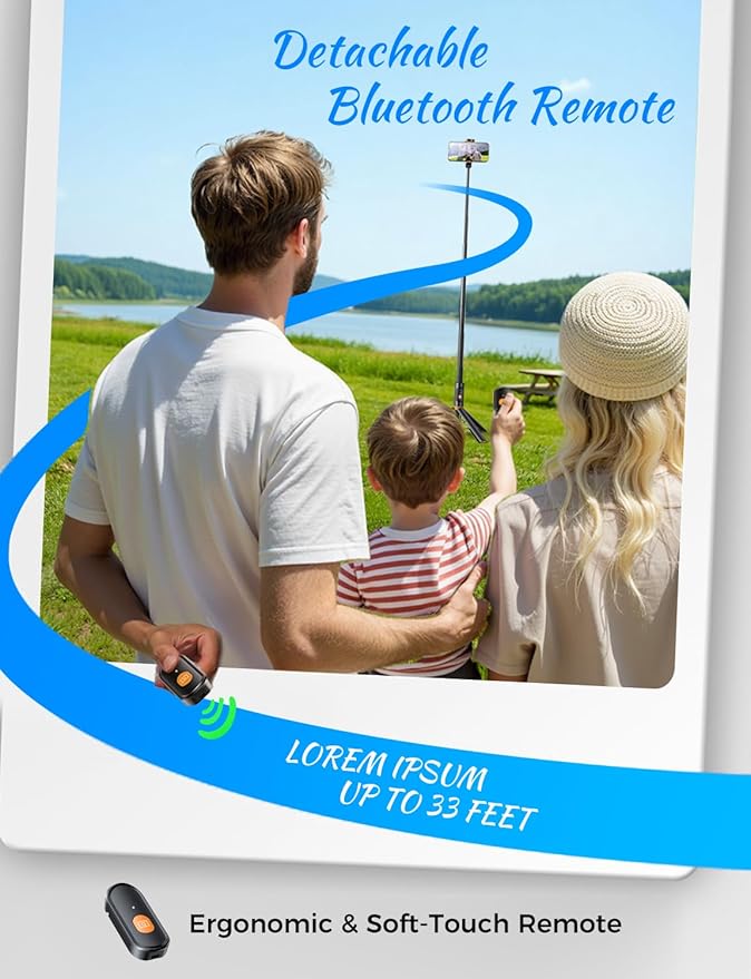 MAGIC JOHN 59" Automatic Pop-up Phone Tripod, Extendable Selfie Stick for iPhone, Selfie Stick Tripod with Detachable Remote, Flexible Rotation Travel Phone Stand Compatible with iPhone, Android