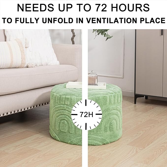 Asuprui Plush Fabric Ottoman Footrest – 20"x14" Soft Foam Pouf with Removable Cover Perfect for Living Room, Bedroom & Dorm(Sage Green)