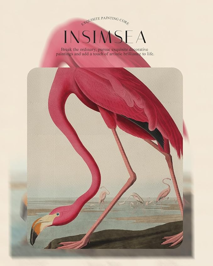 InSimSea Gold Framed Canvas Wall Art Room Decor Flamingo Classic Wildlife Print Wall Pictures Elegant Home Decor for Bedroom Bathroom Dining Room – 14L X 11W
