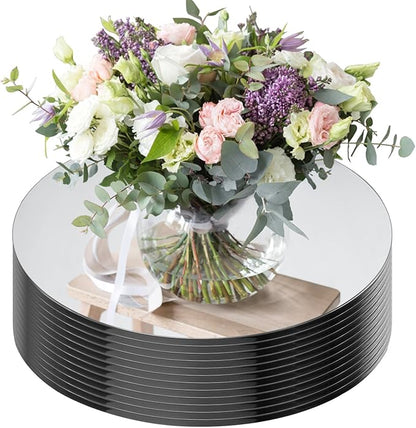 Seelenruhe 12" Round Mirrors for Centerpieces for Tables, Round Mirrors Trays Plates for Centerpieces, Wedding Decorations, Baby Shower Party, Christmas Decorations, 2mm, 12 PCS