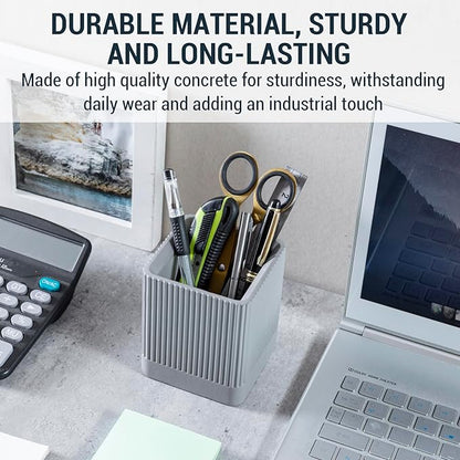 MyGift Pen Holder Pencil Holder For Desk Desktop Pen Cup Holder Gray Concrete Modern Office Supplies