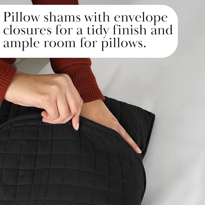 Southshore Fine Living, Inc. Quilts, Queen Size/Full Quilt Bedding Set, Stain & Pet Hair Resistant Bedding, Coverlet Queen Size/Full Size Quilt Bedspread, Soft Microfiber with 2 Pillow Shams, Black