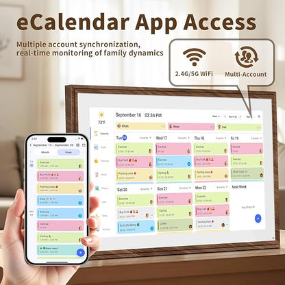 21.5 Inch Digital Calendar Chore Chart with Touchscreen - Full HD Interactive Display, Wall & Desk Mountable Family Planner, to-Do List & Meal Planner, Digital Picture Frame Gifts for Women Mom