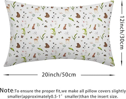 Neutral Spring Pillow Covers 12x20 Set of 2 Forest Throw Pillow Covers Rustic Pillowcase Linen Decoration Farmhouse Soft Decorative Plants Animals Cushion Case Couch for Indoor Outdoor Home Decor