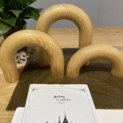 3Pcs Wood Arch Decor Accents - Home Book Table Decorative Rustic Arch Decor Modern Boho Minimalist Coffee Table Bookshelf Living Room Entryway Aesthetic Decorations Objects (Wood Color)