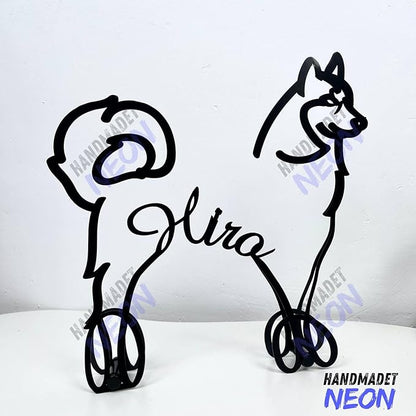 Personalized Siberian Husky Dog Minimalist Sculpture, Custom Dogs Name Metal Desk Decor, Decorative Aesthetic Table Sign Gifts for Officer, Friends, Animal Lover, Kids, Mom, Dad