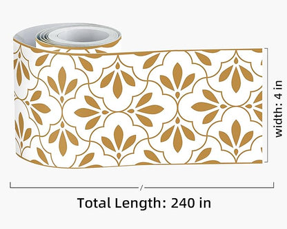 FLFK Wallpaper Borders - Floral Pattern Peel and Stick Wall Borders, Self-Adhesive, for Living Room Bedroom Kitchen Bathroom 4"x240"