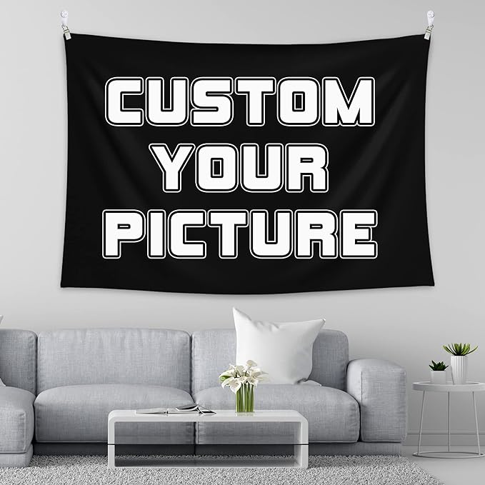BLINGPAINTING Custom Tapestry Upload Images Customizable Personalized Backdrop Create Your Own Wall Hanging For Living Room Bedroom Dorm Home Decor (84" W x 84" L)