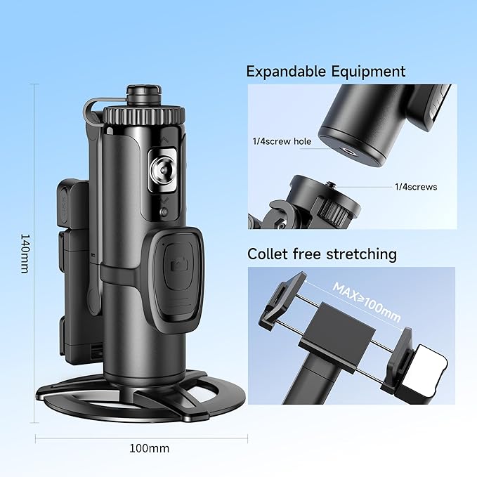 Auto Face Tracking Tripod 360° Rotating Auto Tracking Phone Holder with Remote and Gesture Control,No App, for Live Video Recording Tiktok Live Vlog Streaming Video,Rechargeable Battery