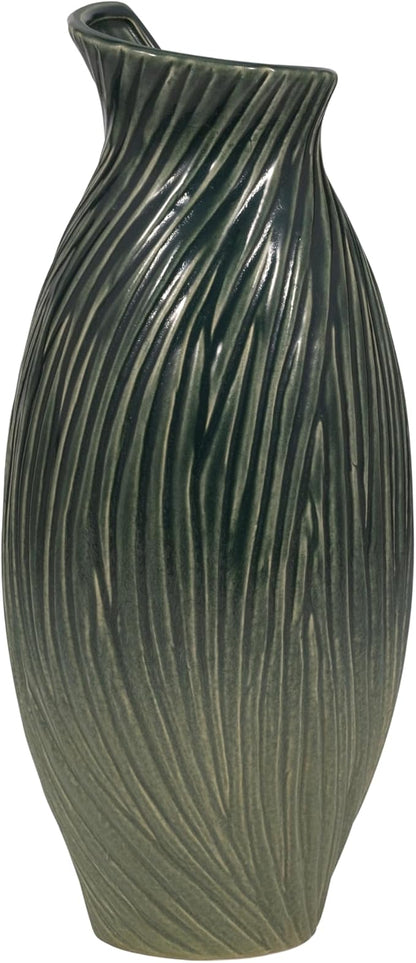 Ceramic Vase for Office Decor Display – Stylish Flower Vase for Home, Bedroom, Living Room, House, and Table Decor – Elegant Accent for Any Room or Centerpiece Statement – 16”, Green