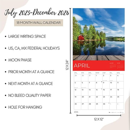 2026 Seasons Wall Calendar | 12" x 24" Open | Giftable Nature Calendar 2026 | Thick & Sturdy Paper for Organizing & Planning | Pacific Waters Press (Seasons)