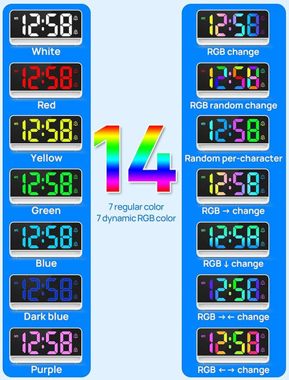 MASHI Loud Alarm Clock for Heavy Sleepers,Digital Clock with 12 Color NightLight,Adjustable Volume,Dynamic RGB Color, Snooze, DST Bedrooms Bedside,ok to Wake for Kids,Teens
