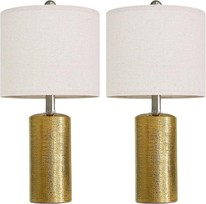 20.5" Small Table Lamps for Living Room Lamp Set of 2 Ceramic Lamps for Bedroom Bedside Lamps Modern Boho Lamps for Night Stands Farmhouse Nightstand Lamp Side End Table Lamp, Gold