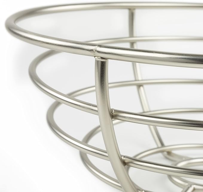 Spectrum Diversified Euro Fruit Bowl & Produce Basket Modern Countertop Food Storage for Fruits & Vegetables, Sleek Design with Sturdy Steel Construction,Silver